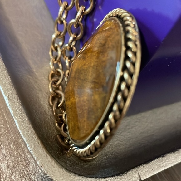 Handcrafted Burnished Gold 3D Pendant Necklace - Picture 2 of 11